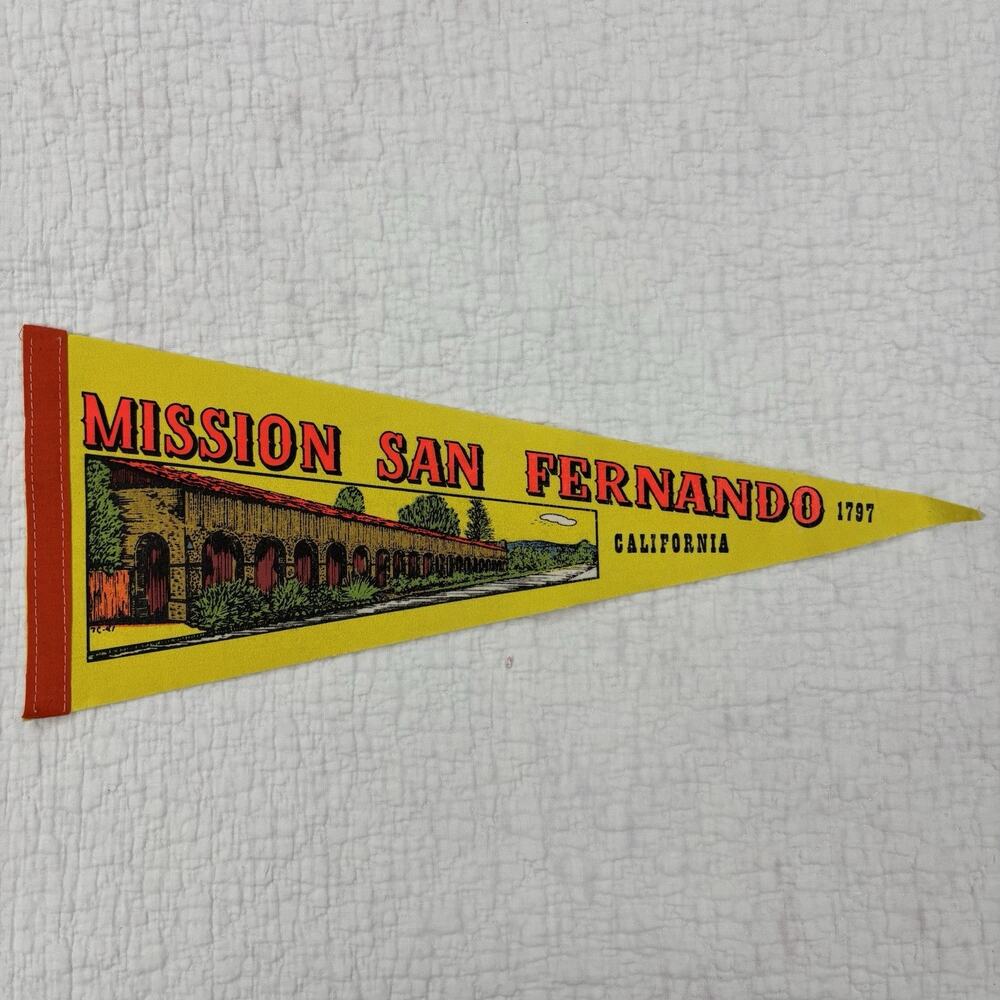 Vintage Mission San Fernando Calirfornia Pennant 17” 1797